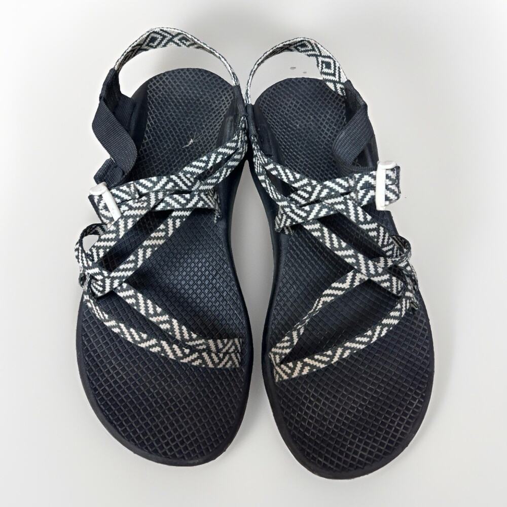 Chaco Womens 12 Black Cream Geometric Strap Sport Sandals Boho